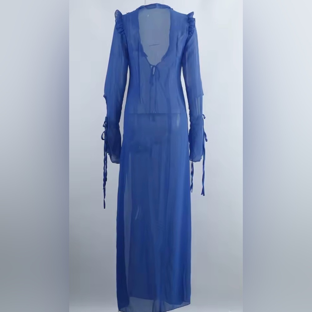 Blue Lagoon Sheer Maxi Swimsuit Coverup Dress - Picture 6 of 10